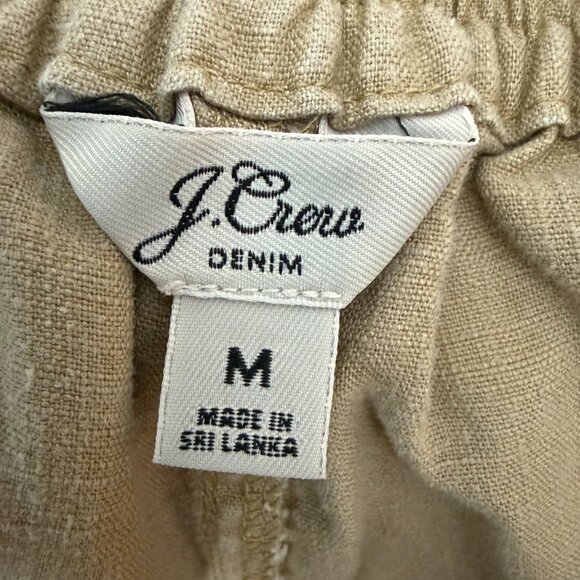J Crew Denim M Tie Waist Seaside Pants Linen Blend Desert Sand Tan Beach Coastal - Picture 9 of 15